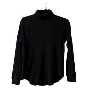 Everlane Waffle-knit Turtleneck, Black, Size S
